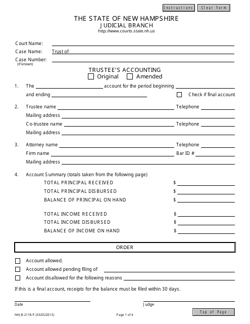 Form NHJB-2118-P  Printable Pdf