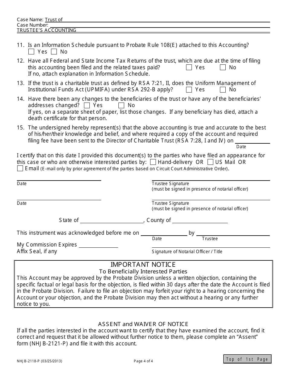 Form NHJB-2118-P Trustees Accounting - New Hampshire, Page 4