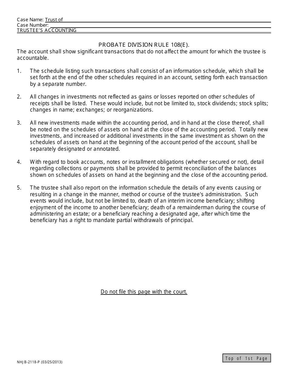 Form NHJB-2118-P Trustees Accounting - New Hampshire, Page 5