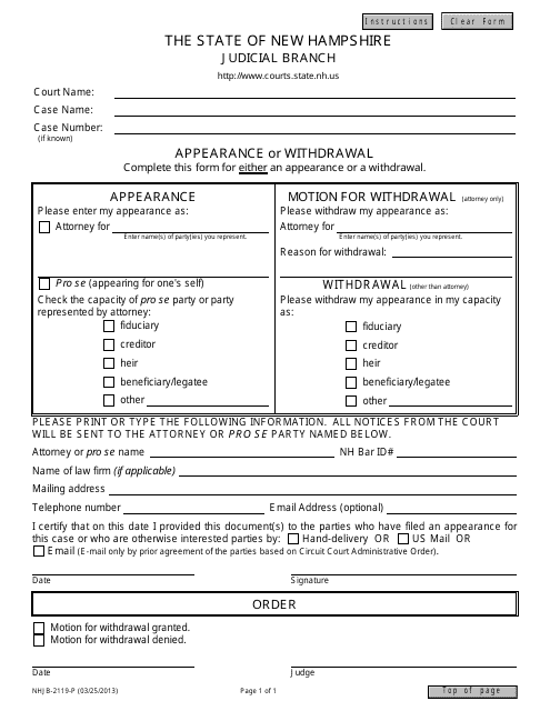 Form NHJB-2119-P  Printable Pdf