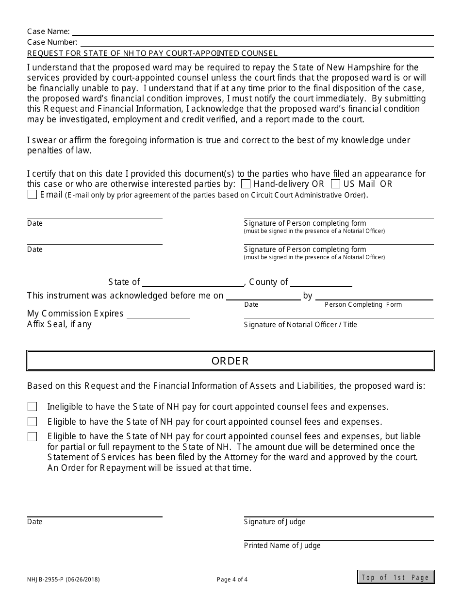 Form NHJB-2955-P Request for State of New Hampshire to Pay Court-Appointed Counsel - New Hampshire, Page 4