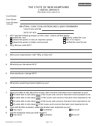 Document preview: Form NHJB-3009-FP Neutral Case Evaluation (Nce) Questionnaire - New Hampshire