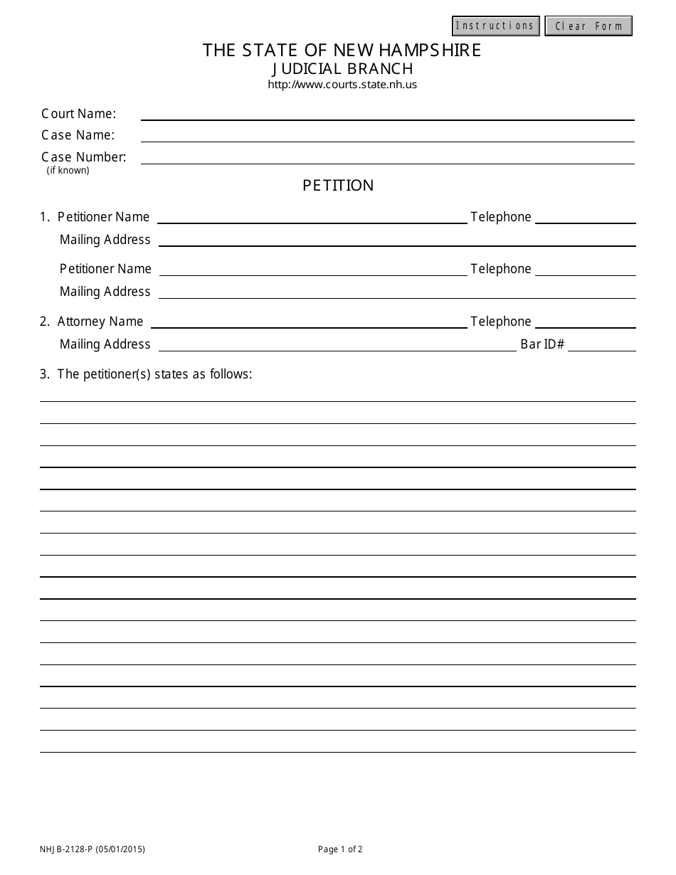 Form NHJB-2128-P - Fill Out, Sign Online and Download Fillable PDF, New ...