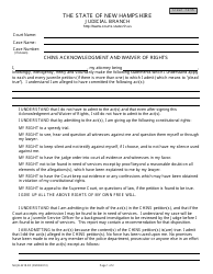 Form NHJB-2218-DF Chins Acknowledgment and Waiver of Rights - New Hampshire