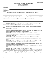Form NHJB-2217-DF Delinquency Acknowledgment and Waiver of Rights - New Hampshire