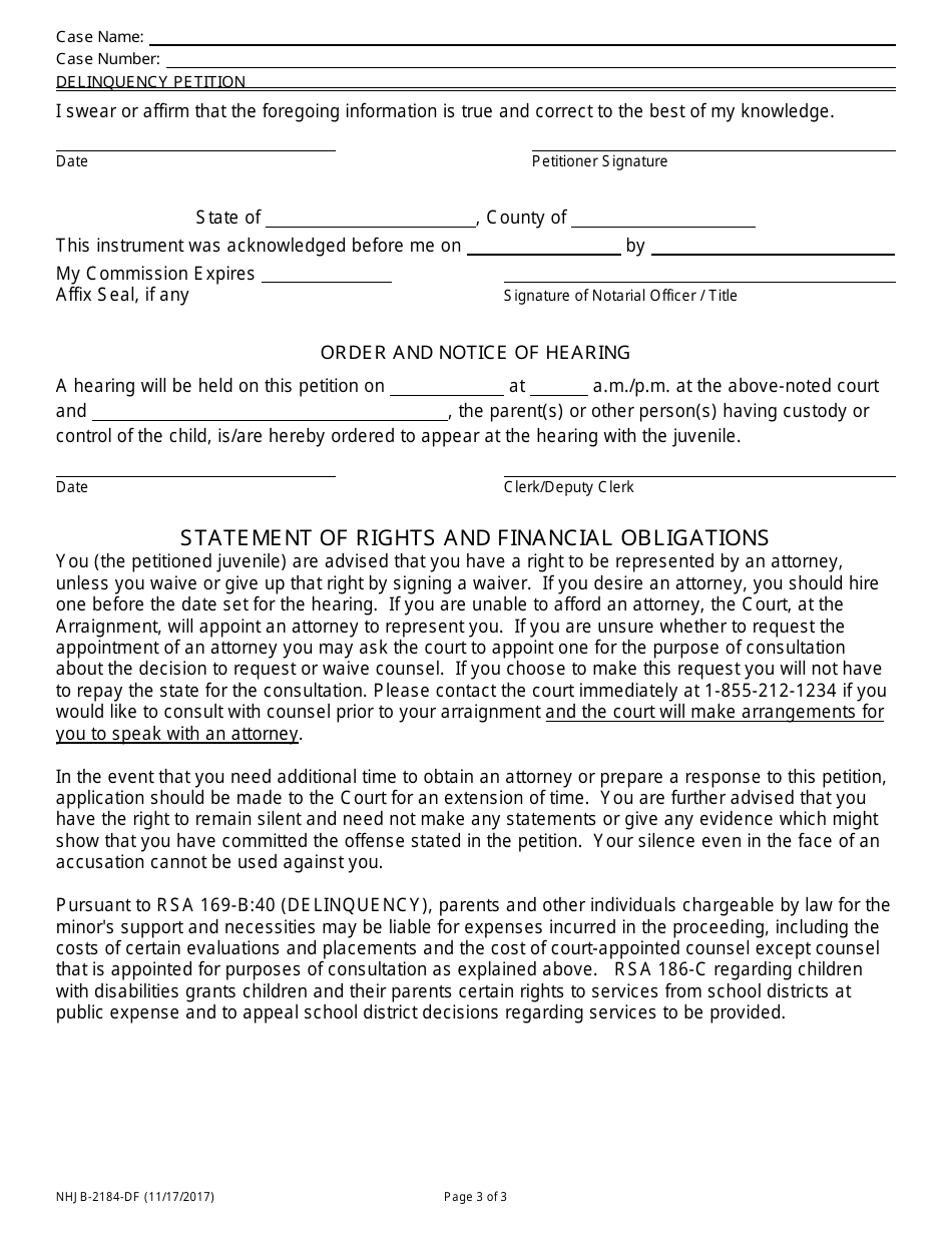 Form NHJB-2184-DF Delinquency Petition - New Hampshire, Page 3