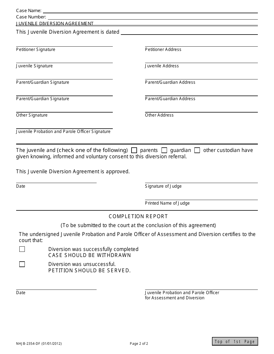 Form NHJB-2354-DF Juvenile Diversion Agreement - New Hampshire, Page 2