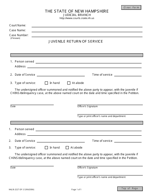 Form NHJB-2227-DF  Printable Pdf