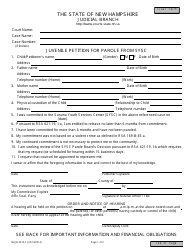 Form NHJB-2915-F Juvenile Petition for Parole - New Hampshire