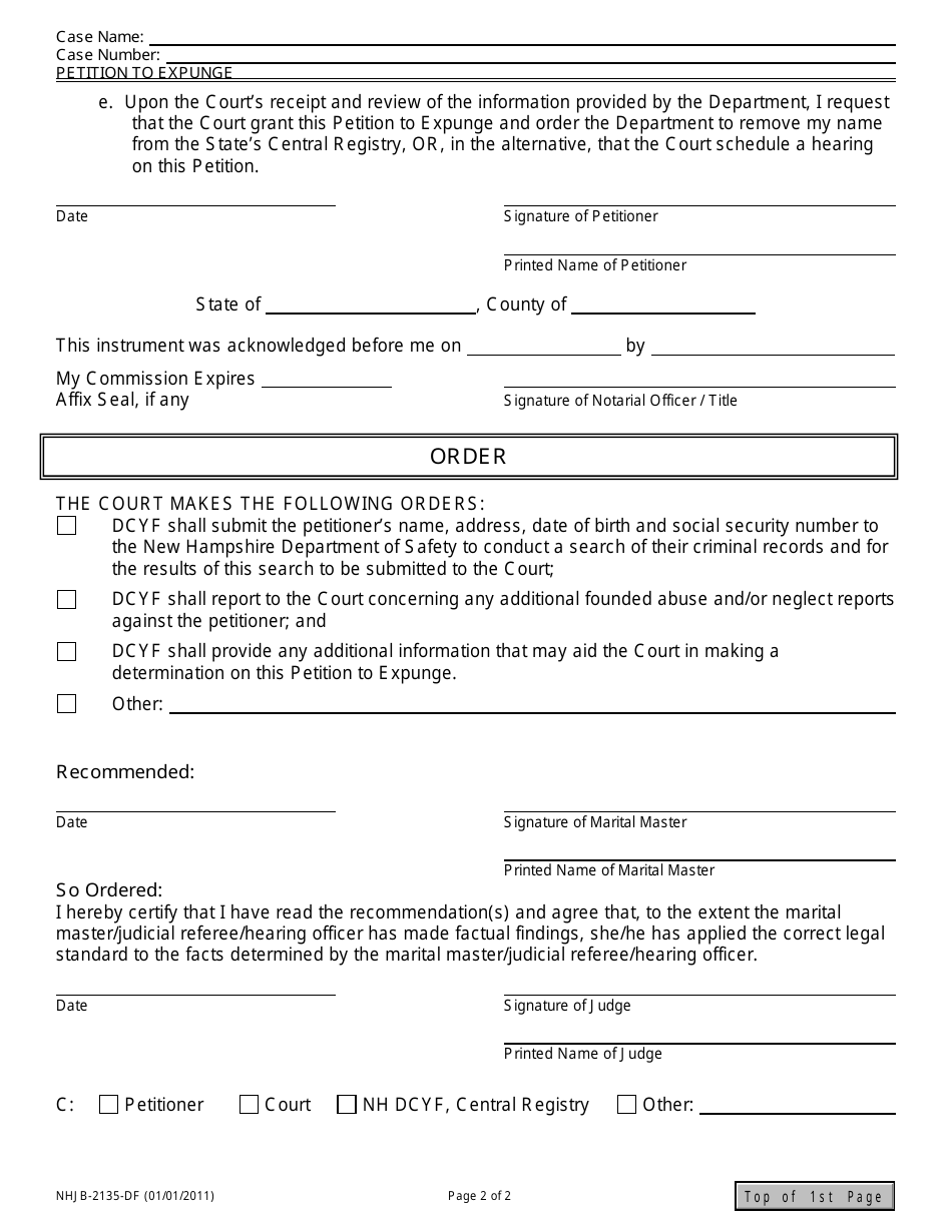 Form NHJB-2135-DF Petition to Expunge (Remove) - New Hampshire, Page 2
