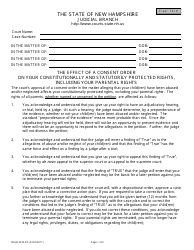 Document preview: Form NHJB-2270-DF The Effect of a Consent Order on Your Constitutionally and Statutorily Protected Rights, Including Your Parental Rights - New Hampshire
