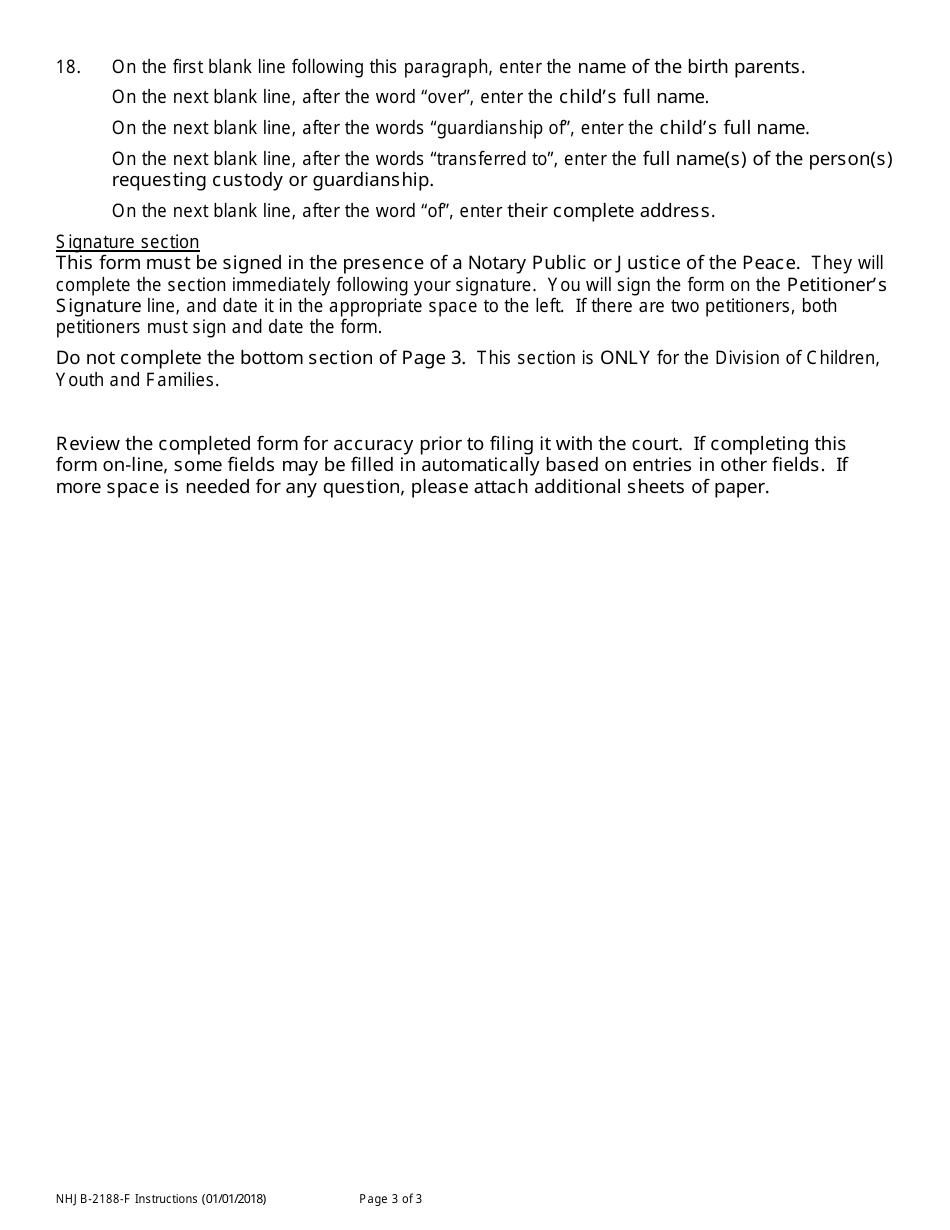 Instructions for Form NHJB-2188-F Petition for Termination of Parental Rights - New Hampshire, Page 3
