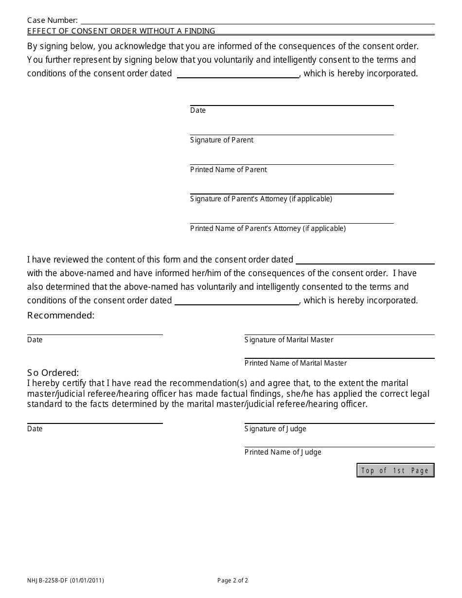 Form NHJB-2258-DF The Effect of a Consent Order Without a Finding - New Hampshire, Page 2