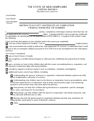 Form NHJB-2637-F Motion to Accept Certificate of Completion From Alternative Cip Seminar - New Hampshire