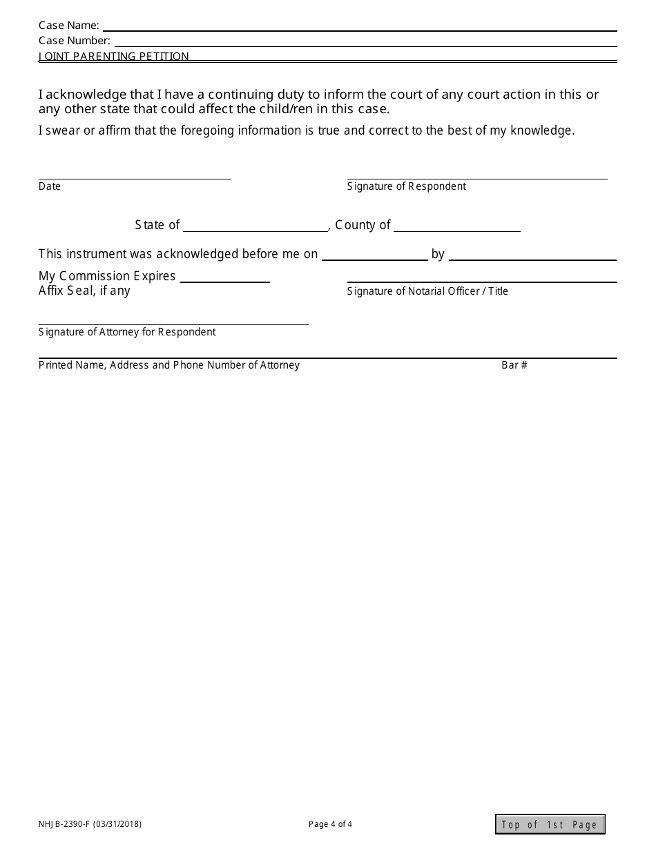 Form NHJB-2390-F Joint Parenting Petition - New Hampshire, Page 4