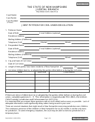 Form NHJB-2450-F Joint Petition for Civil Union Dissolution - New Hampshire