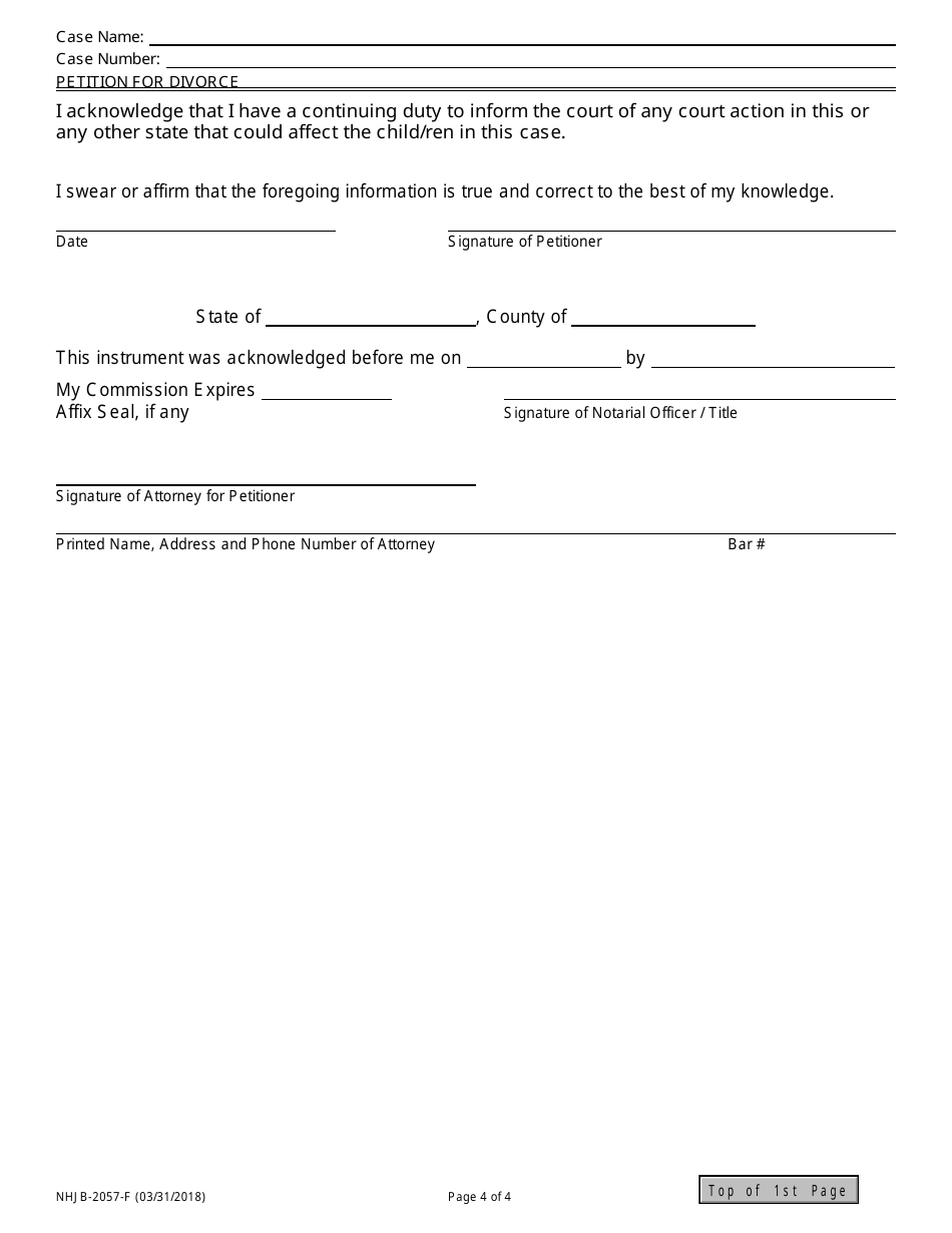 Form NHJB-2057-F Petition for Divorce - New Hampshire, Page 4