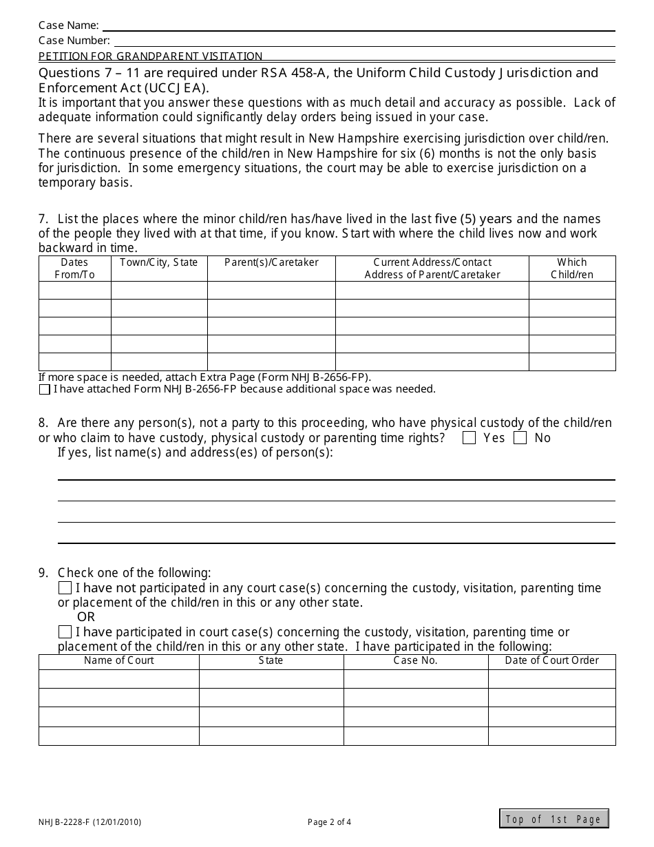 Form NHJB-2228-F Petition for Grandparent Visitation - New Hampshire, Page 2