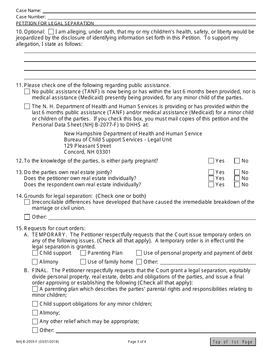 Form NHJB-2059-F Petition for Legal Separation - New Hampshire, Page 3