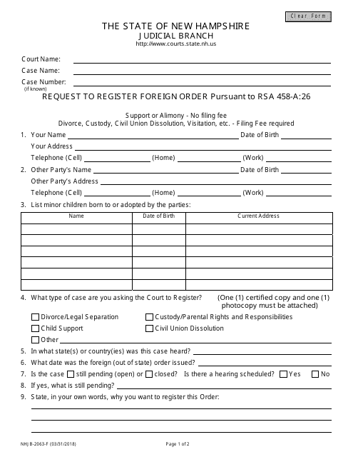 Form NHJB-2063-F  Printable Pdf