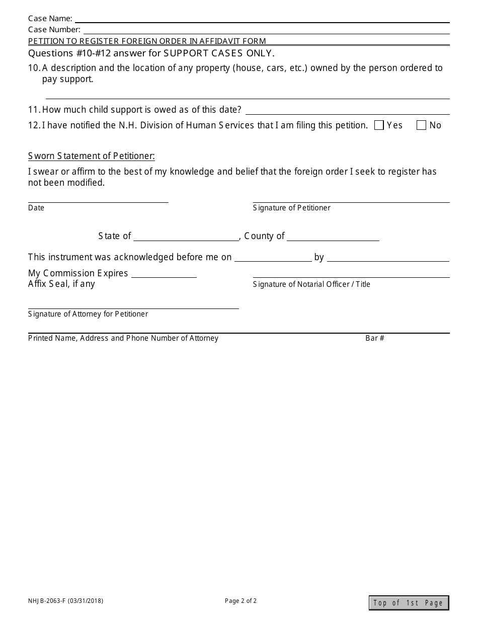 Form NHJB-2063-F Petition to Register Foreign Order - New Hampshire, Page 2