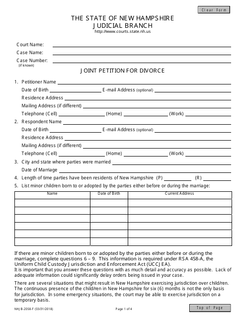 Form NHJB-2058-F  Printable Pdf