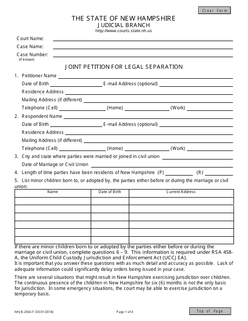Form NHJB-2060-F  Printable Pdf