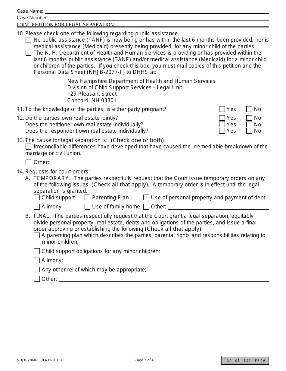 Form NHJB-2060-F Joint Petition for Legal Separation - New Hampshire, Page 3