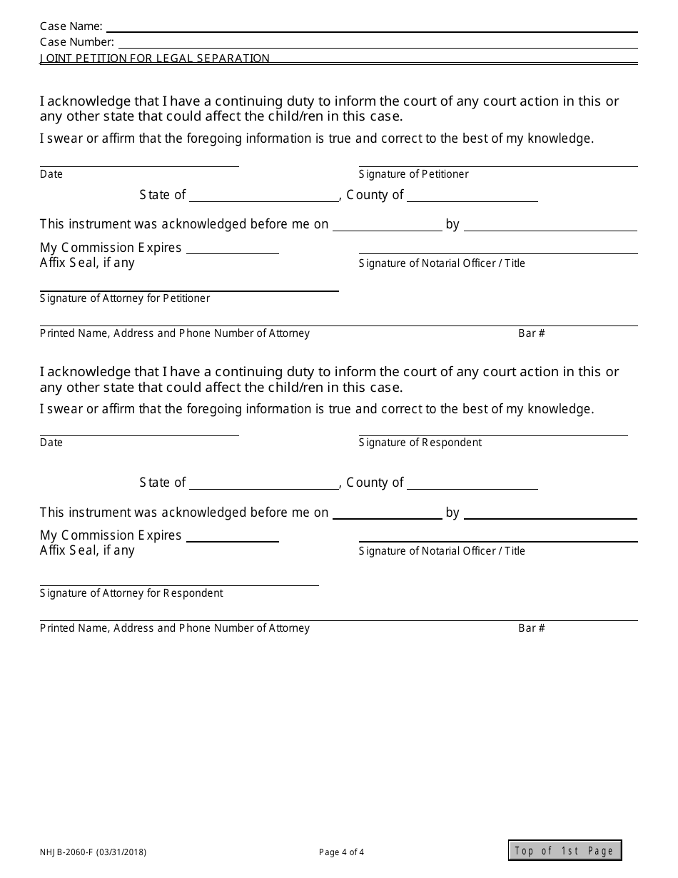Form NHJB-2060-F Joint Petition for Legal Separation - New Hampshire, Page 4