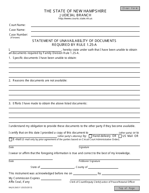 Form NHJB-2665-F  Printable Pdf