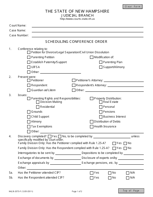 Form NHJB-2073-F  Printable Pdf
