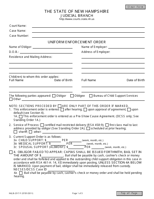 Form NHJB-2517-F  Printable Pdf