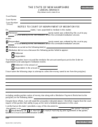 Document preview: Form NHJB-2743-F Notice to Court of Nonpayment of Mediator Fee - New Hampshire