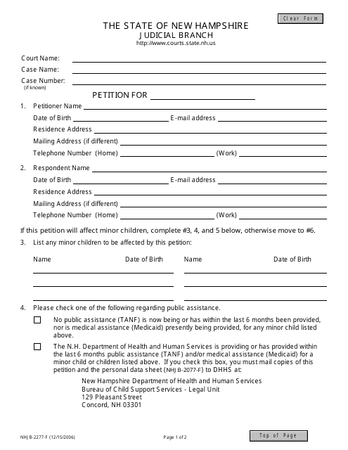 Form NHJB-2277-F Petition - New Hampshire