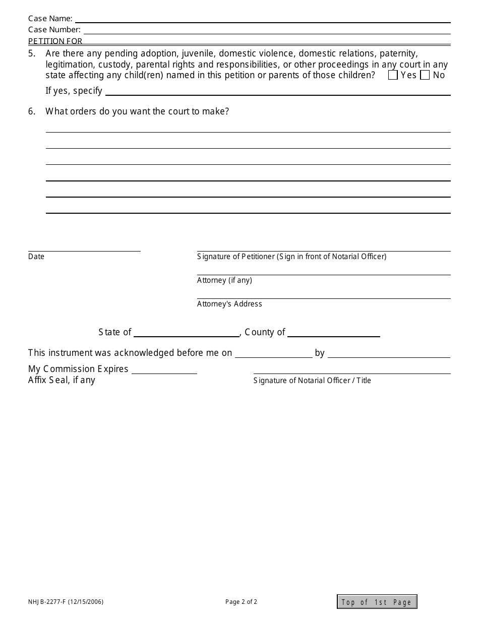 Form NHJB-2277-F Petition - New Hampshire, Page 2