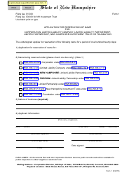 Form 1 Application for Reservation of Name for Corporation, Limited Liability Company, Limited Liability Partnership, Limited Partnership, New Hampshire Investment Trust or Foundation - New Hampshire, Page 2