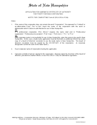 Form 42 Application for Amended Certificate of Authority for Profit Foreign Corporation - New Hampshire