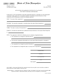 Form 42 Application for Amended Certificate of Authority for Profit Foreign Corporation - New Hampshire, Page 2