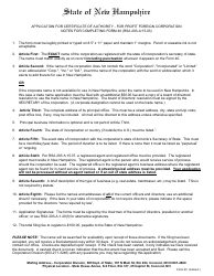 Form 40 Application for Certificate of Authority of a for Profit Foreign Corporation - New Hampshire