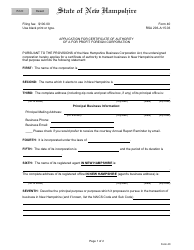 Form 40 Application for Certificate of Authority of a for Profit Foreign Corporation - New Hampshire, Page 2