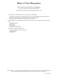 Document preview: Form 44 Application for Certificate of Withdrawal of a for-Profit Foreign Corporation - New Hampshire