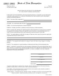 Form 44 Application for Certificate of Withdrawal of a for-Profit Foreign Corporation - New Hampshire, Page 2