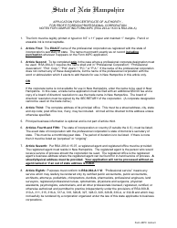 Document preview: Form 40PC Application for Certificate of Authority of a for Profit Foreign Professional Corporation - New Hampshire