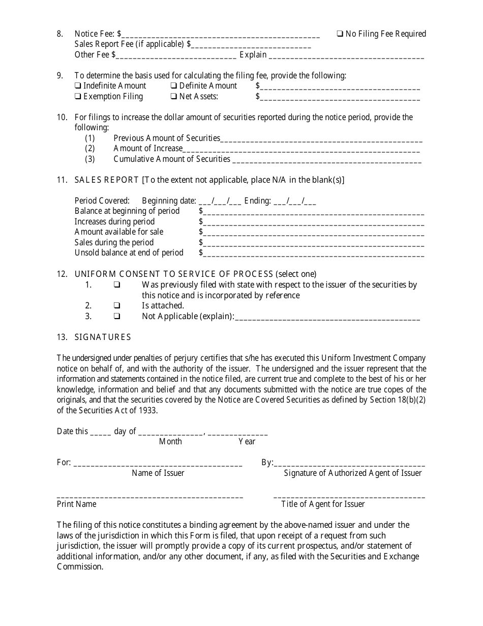Form NF Uniform Investment Company Notice Filing - New Hampshire, Page 3