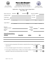 Document preview: Form RDMV717 Application '" Boat Repair Dealer Registration - New Hampshire