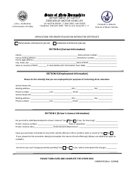 Document preview: Form DSMV635 Application for Driver Education Instructor Certificate - New Hampshire
