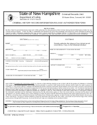 Document preview: Form DSSP256 Criminal History Record Information Release Authorization Form - New Hampshire