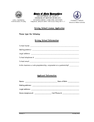Document preview: Form DSMV604 Driving School License Application - New Hampshire