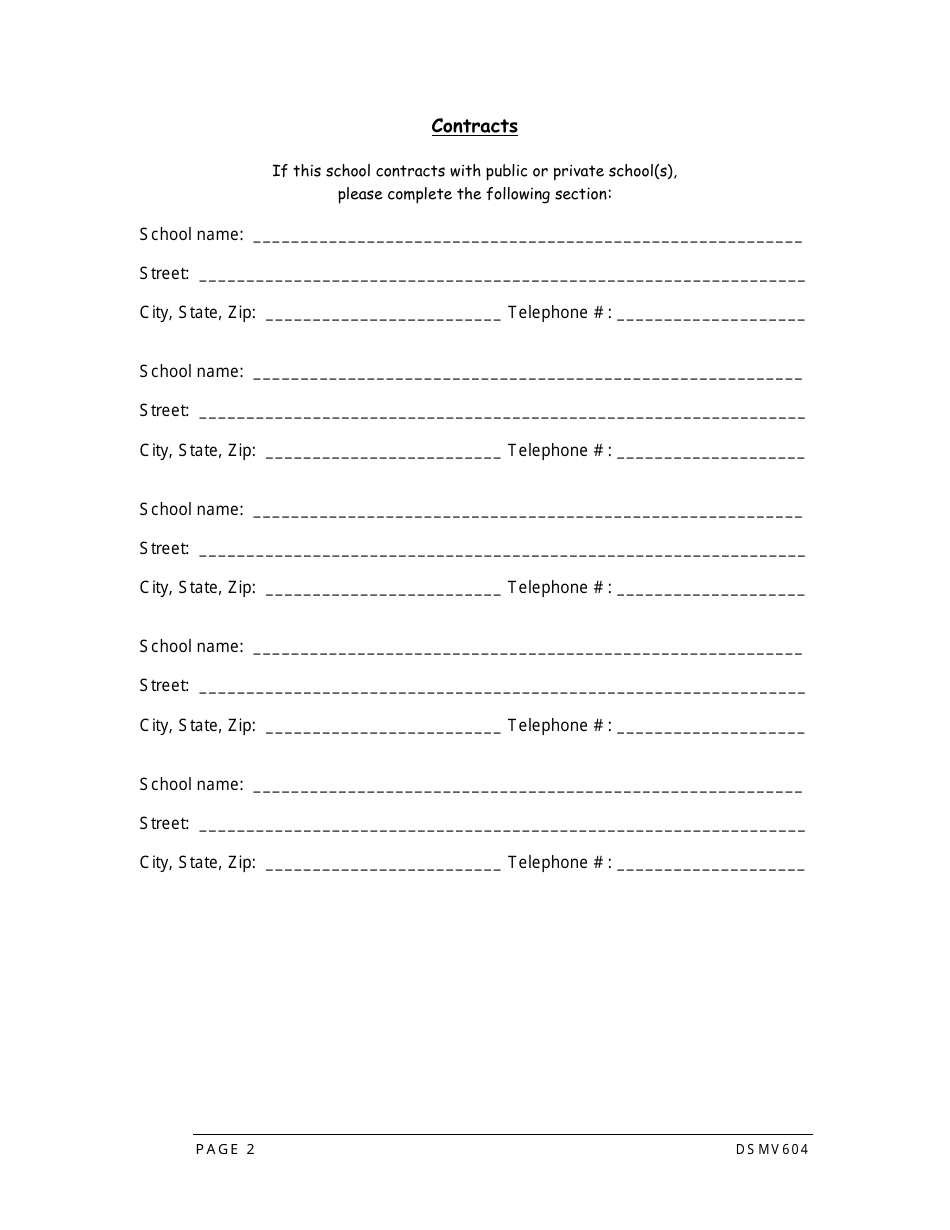 Form DSMV604 Driving School License Application - New Hampshire, Page 2