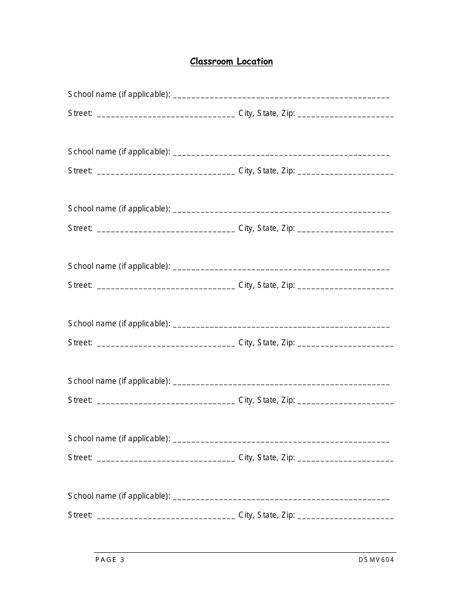 Form DSMV604 Driving School License Application - New Hampshire, Page 3